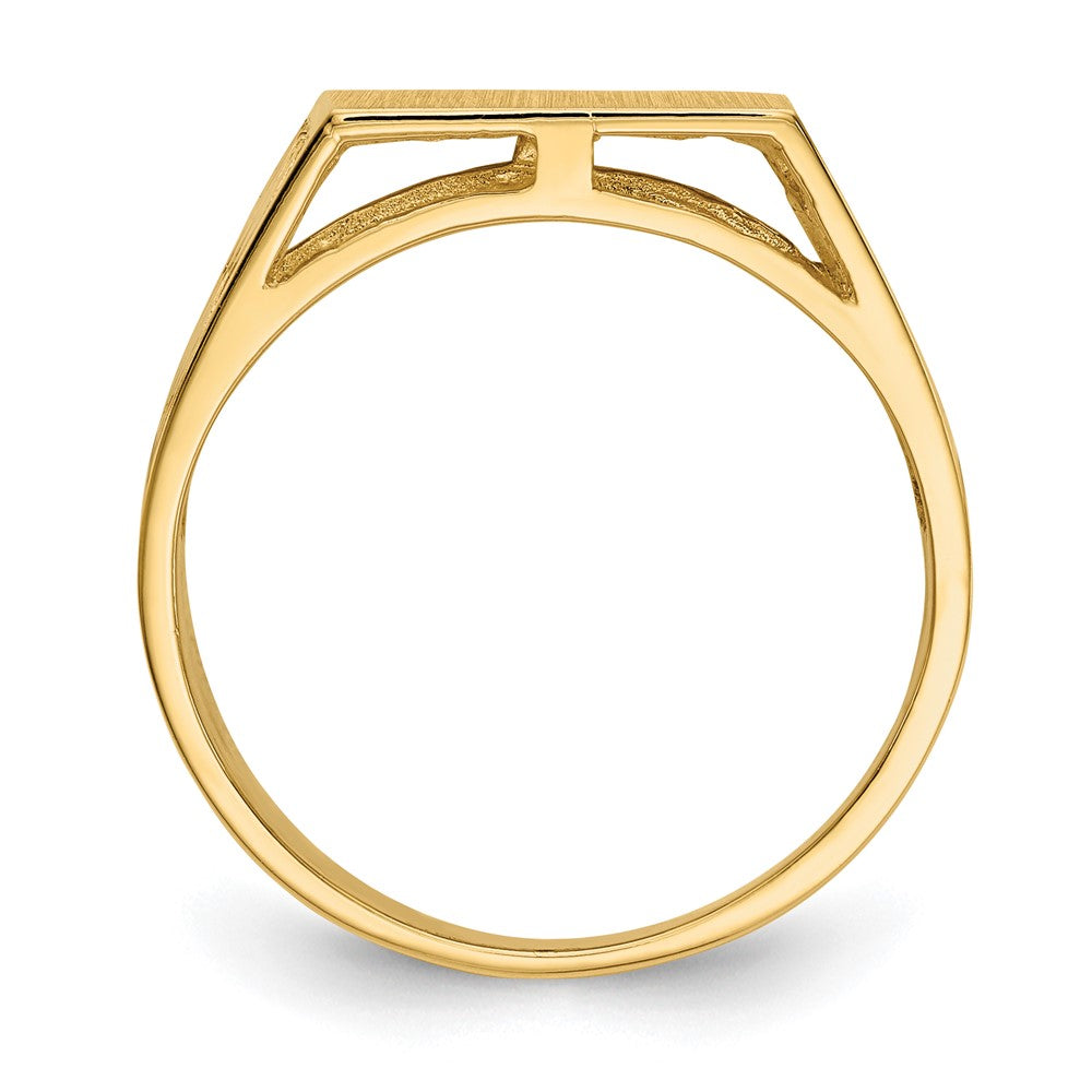 14k 12.5x12.0mm Rectangle Open Back Cut-out Squares Mens Signet Ring
