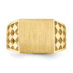 14k 12.5x12.0mm Rectangle Open Back Cut-out Squares Mens Signet Ring
