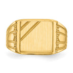 14k 11.5x11.0mm Rectangle Open Back Mens Signet Ring
