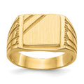 14k 11.5x11.0mm Rectangle Open Back Mens Signet Ring