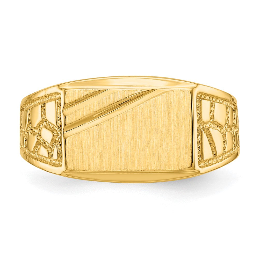 14kw 8.5x13.0mm Open Back Men's Signet Ring