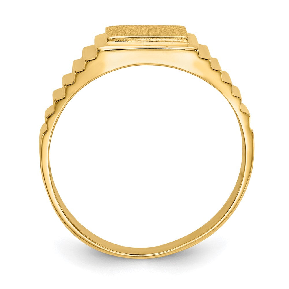 14k 8.5x10.0mm Rectangle Open Back Mens Signet Ring