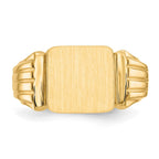 14k 10.5x10.5mm Square Open Back Mens Signet Ring