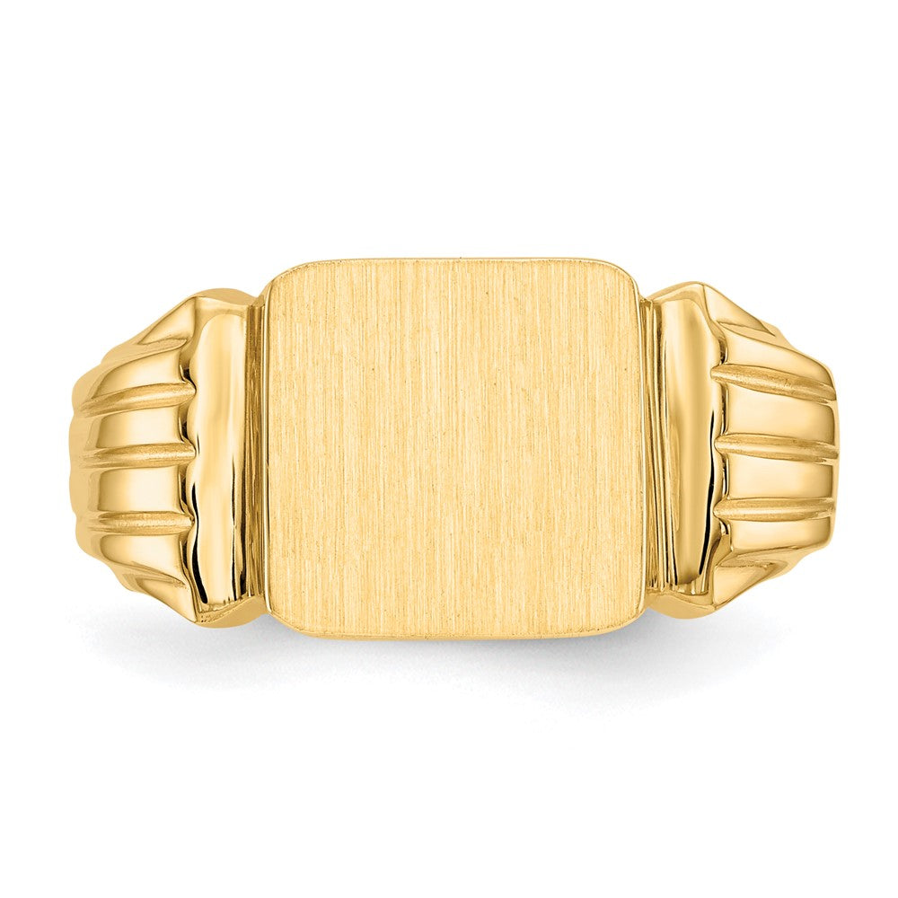 14k 10.5x10.5mm Square Open Back Mens Signet Ring