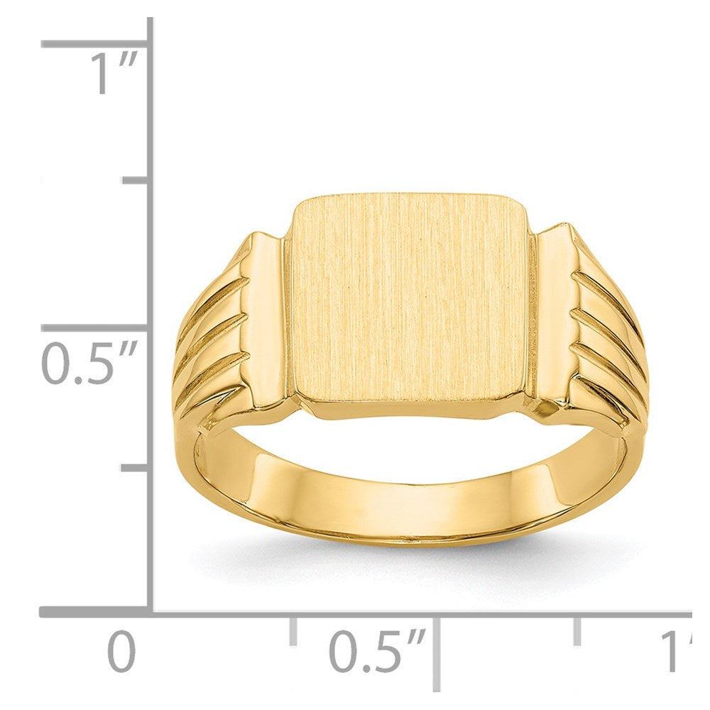 14k 10.5x10.5mm Square Open Back Mens Signet Ring