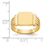 14k 10.5x10.5mm Square Open Back Mens Signet Ring