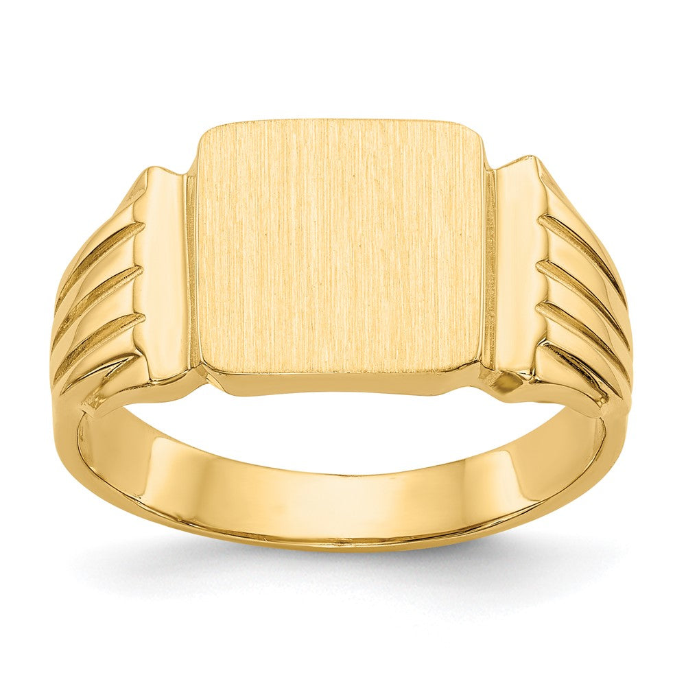 14k 10.5x10.5mm Square Open Back Mens Signet Ring