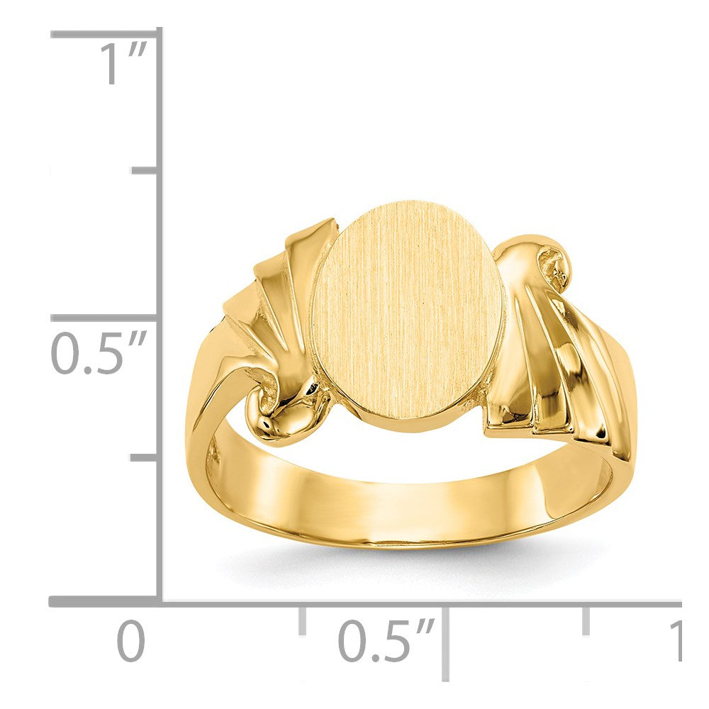 14k 8.5x10.0mm Oval Open Back Signet Ring