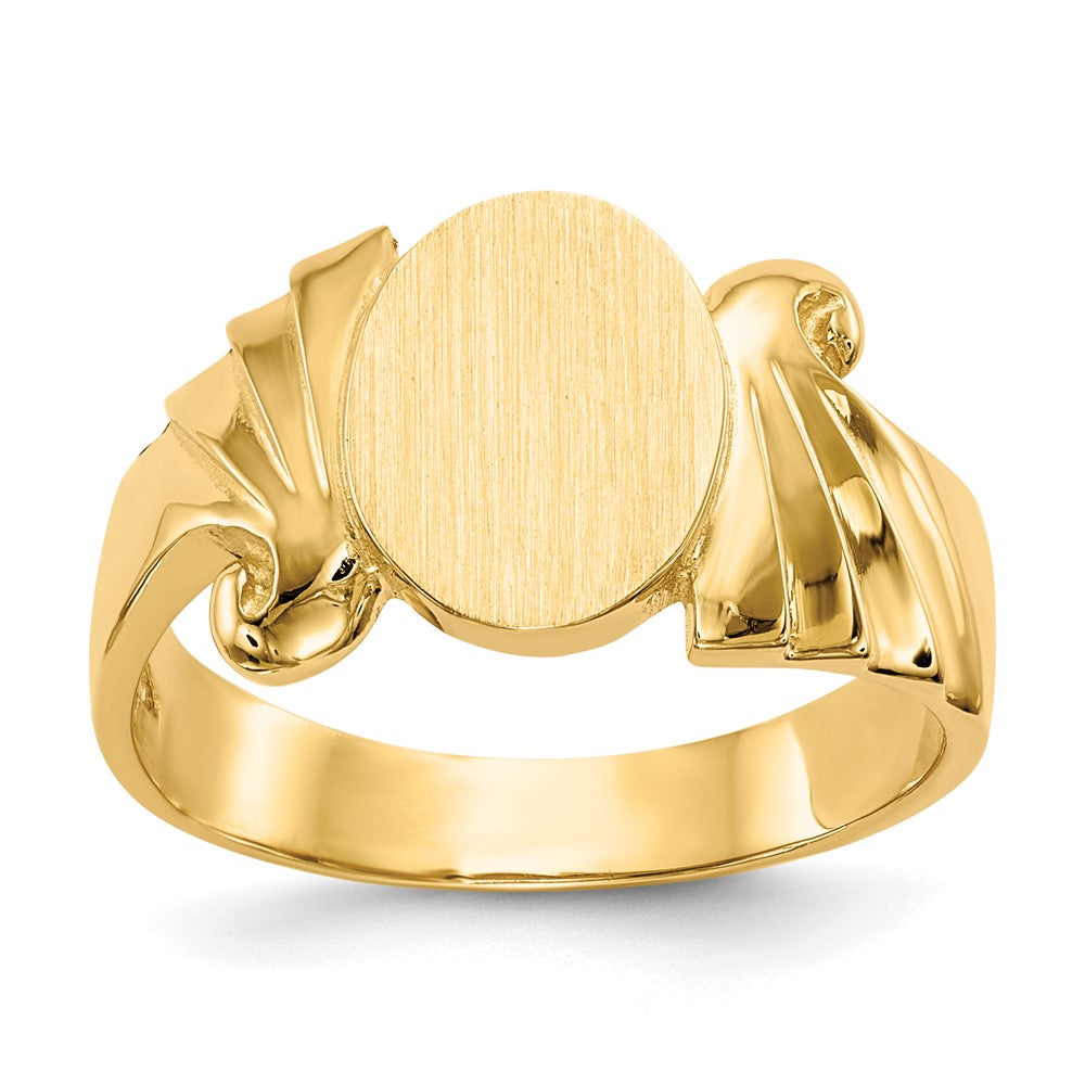 14k 8.5x10.0mm Oval Open Back Signet Ring