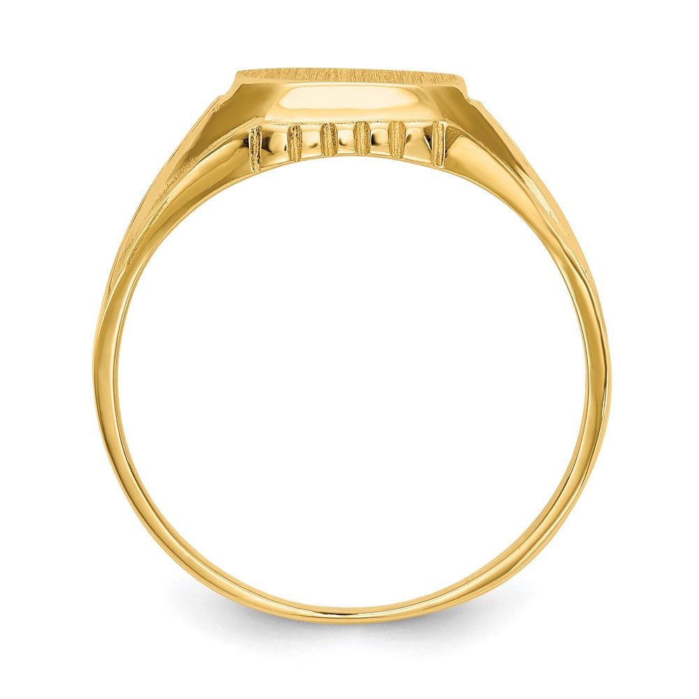 14k 9.0x9.0mm Octagon Open Back Floral Signet Ring