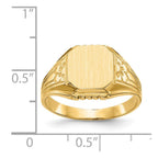 14k 9.0x9.0mm Octagon Open Back Floral Signet Ring