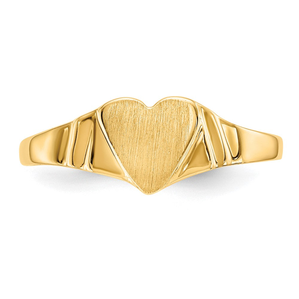 14k 5.5x5.25mm Closed Back Childs Heart Signet Ring
