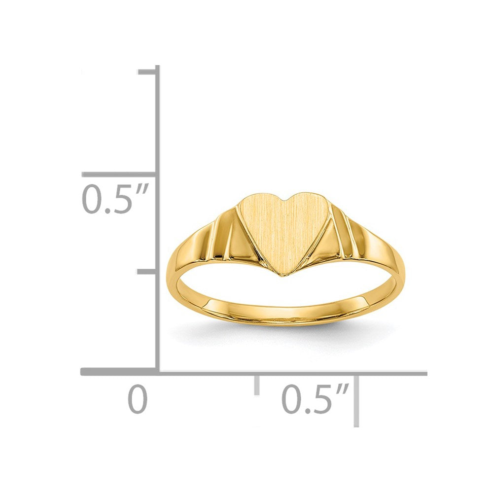 14k 5.5x5.25mm Closed Back Childs Heart Signet Ring