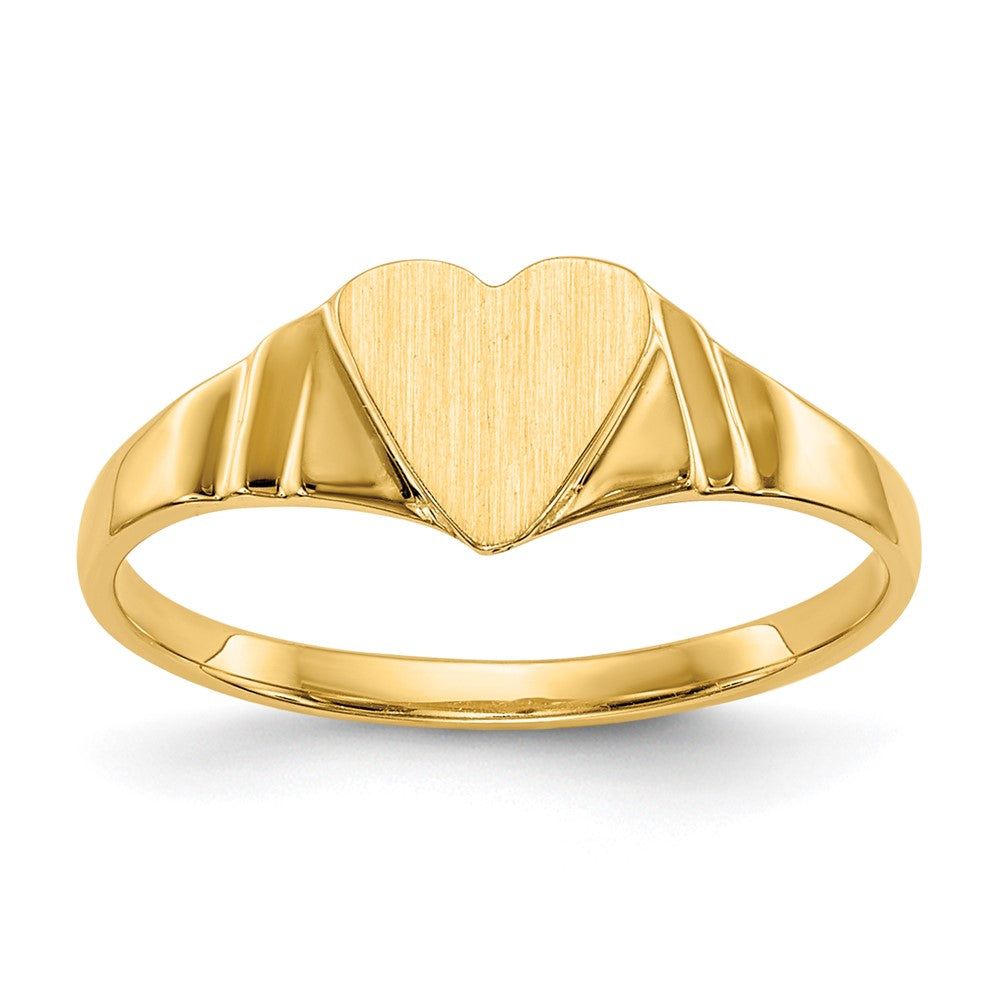 14k 5.5x5.25mm Closed Back Childs Heart Signet Ring