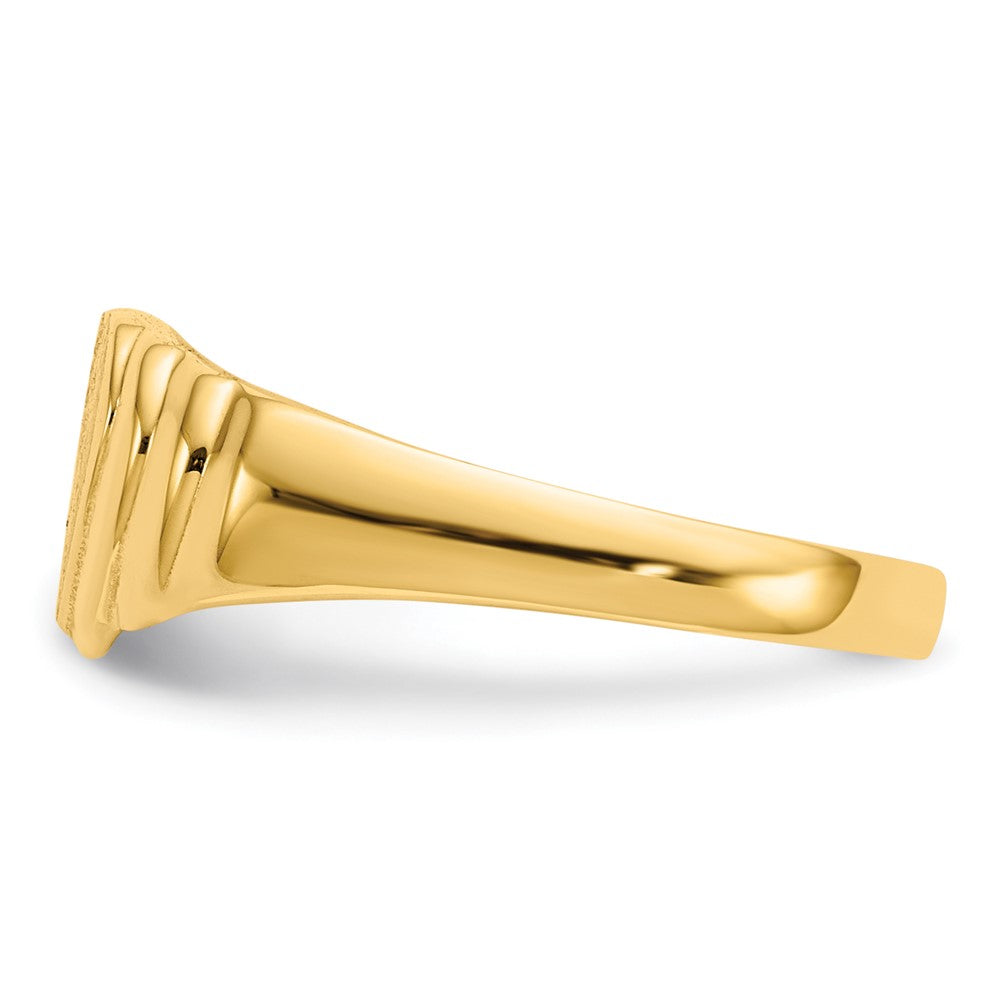 14k 6.75x6.75mm Closed Back Childs Heart Signet Ring
