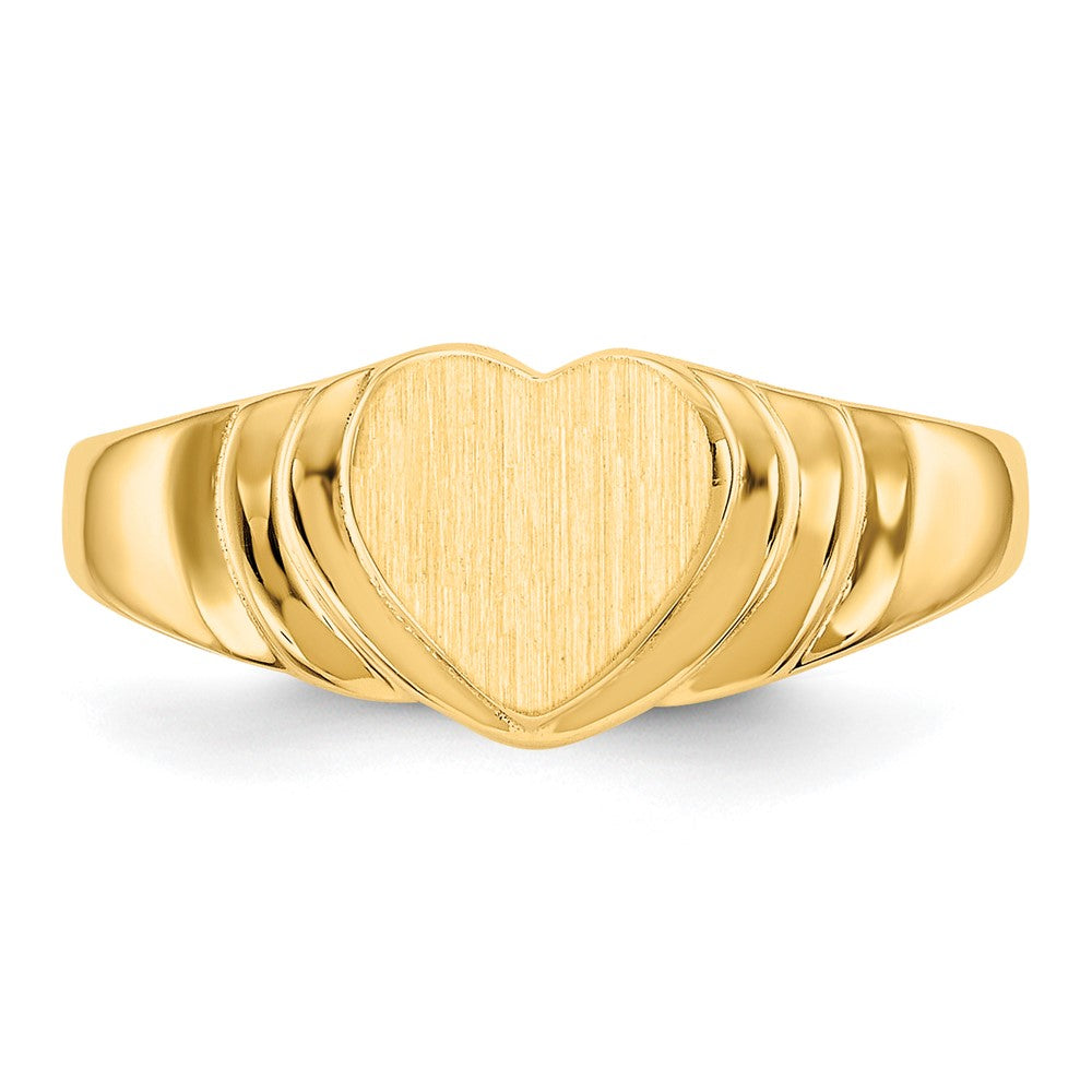 14k 6.75x6.75mm Closed Back Childs Heart Signet Ring