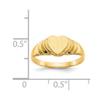 14k 6.75x6.75mm Closed Back Childs Heart Signet Ring