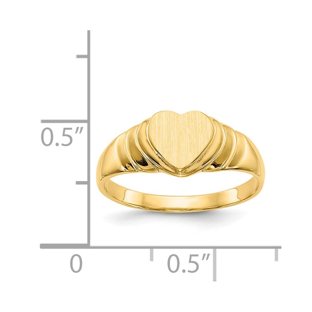 14k 6.75x6.75mm Closed Back Childs Heart Signet Ring