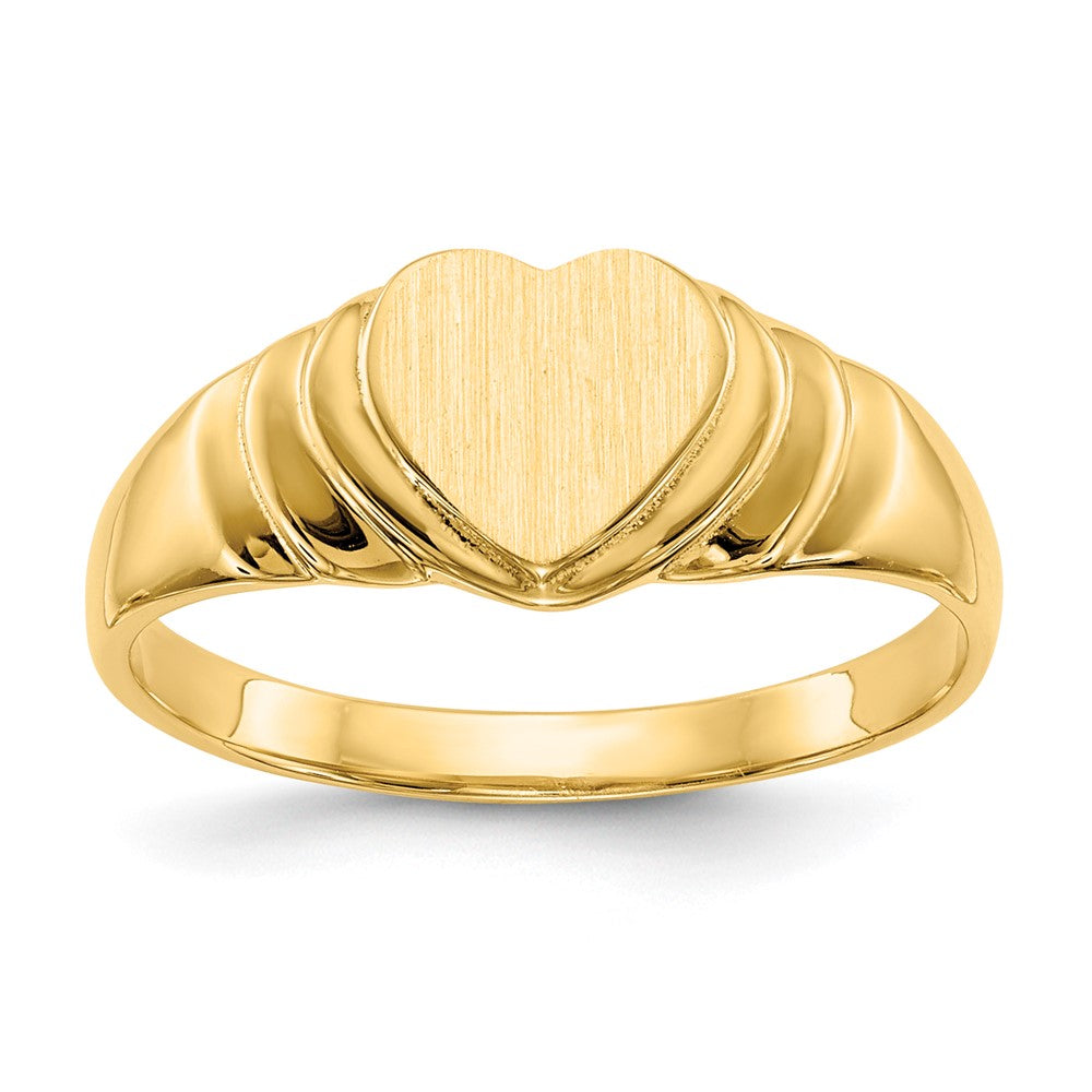 14k 6.75x6.75mm Closed Back Childs Heart Signet Ring