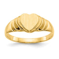 14k 6.75x6.75mm Closed Back Childs Heart Signet Ring
