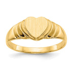 14k 6.75x6.75mm Closed Back Childs Heart Signet Ring