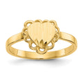 14k 7.0x6.5mm Open Back Scalloped Edge Heart Signet Ring