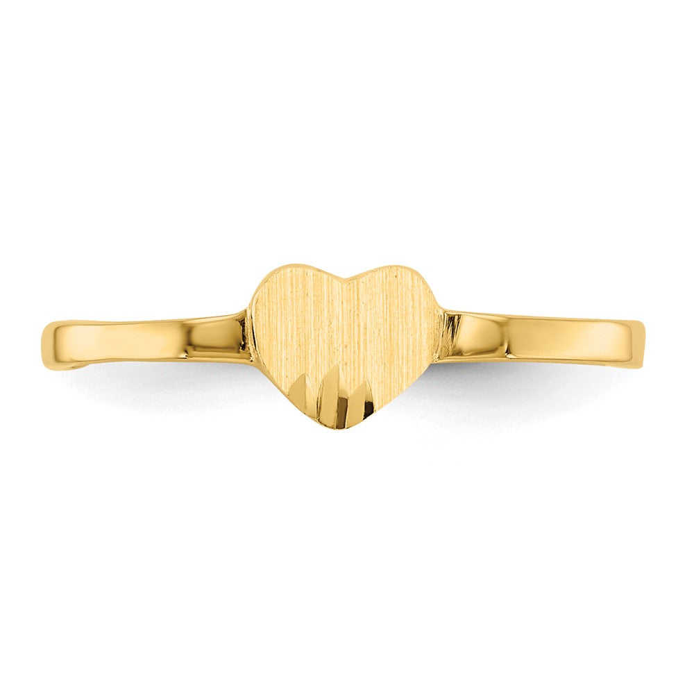 14k Diamond-cut 5.0x4.75mm Closed Back Childs Heart Signet Ring