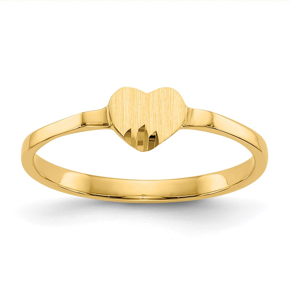 14k Diamond-cut 5.0x4.75mm Closed Back Childs Heart Signet Ring