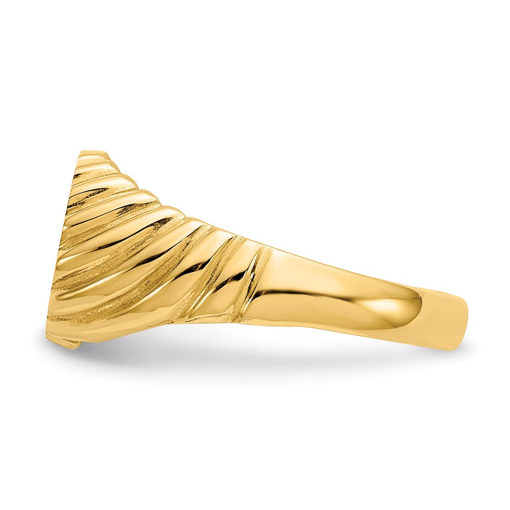 14k 10.0x7.5mm Oval Open Back Scalloped Edge Signet Ring