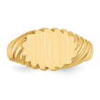 14k 10.0x7.5mm Oval Open Back Scalloped Edge Signet Ring