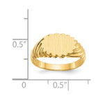 14k 10.0x7.5mm Oval Open Back Scalloped Edge Signet Ring