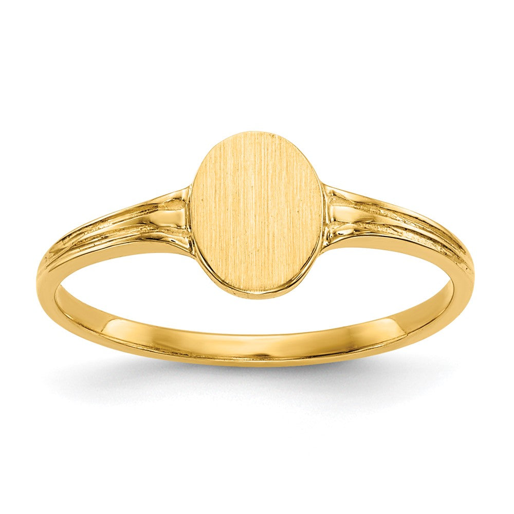 14k 4.5x6.0mm Open Back Childs Oval Signet Ring