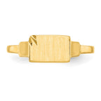 14k Diamond-cut Satin 7.25x4.5mm Closed Back Childs Rectangular Signet Ring