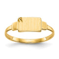 14k Diamond-cut Satin 7.25x4.5mm Closed Back Childs Rectangular Signet Ring