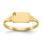 14k Diamond-cut Satin 7.25x4.5mm Closed Back Childs Rectangular Signet Ring