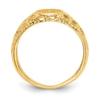 14k 5.5x6.5mm Open Back Childs Oval Filigree Signet Ring