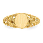 14k 5.5x6.5mm Open Back Childs Oval Filigree Signet Ring