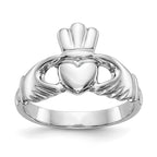 14k White Gold Polished Claddagh Ring