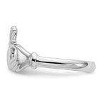 14k White Gold Polished Claddagh Ring