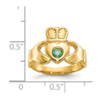 14k Imitation Green Stone Claddagh Ring