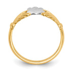 14k and White Rhodium Polished Claddagh Ring