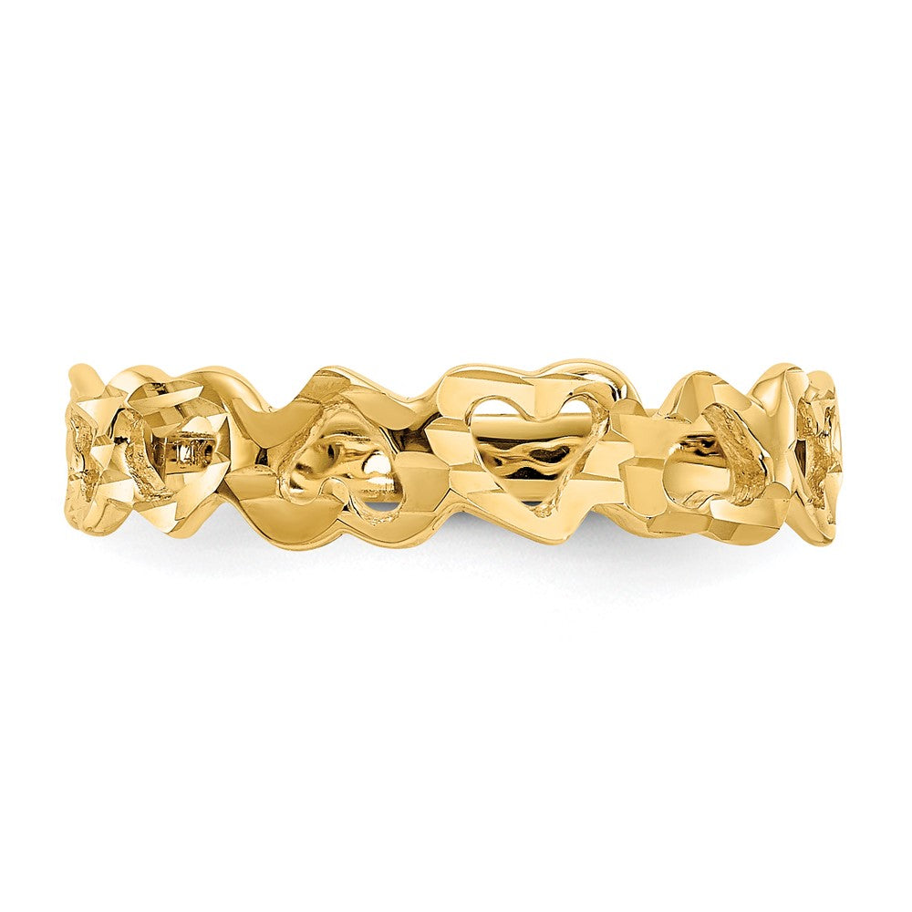 14k Diamond-cut Hearts Ring