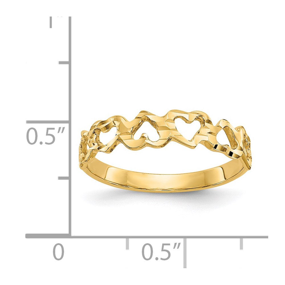 14k Diamond-cut Hearts Ring