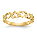 14k Diamond-cut Hearts Ring