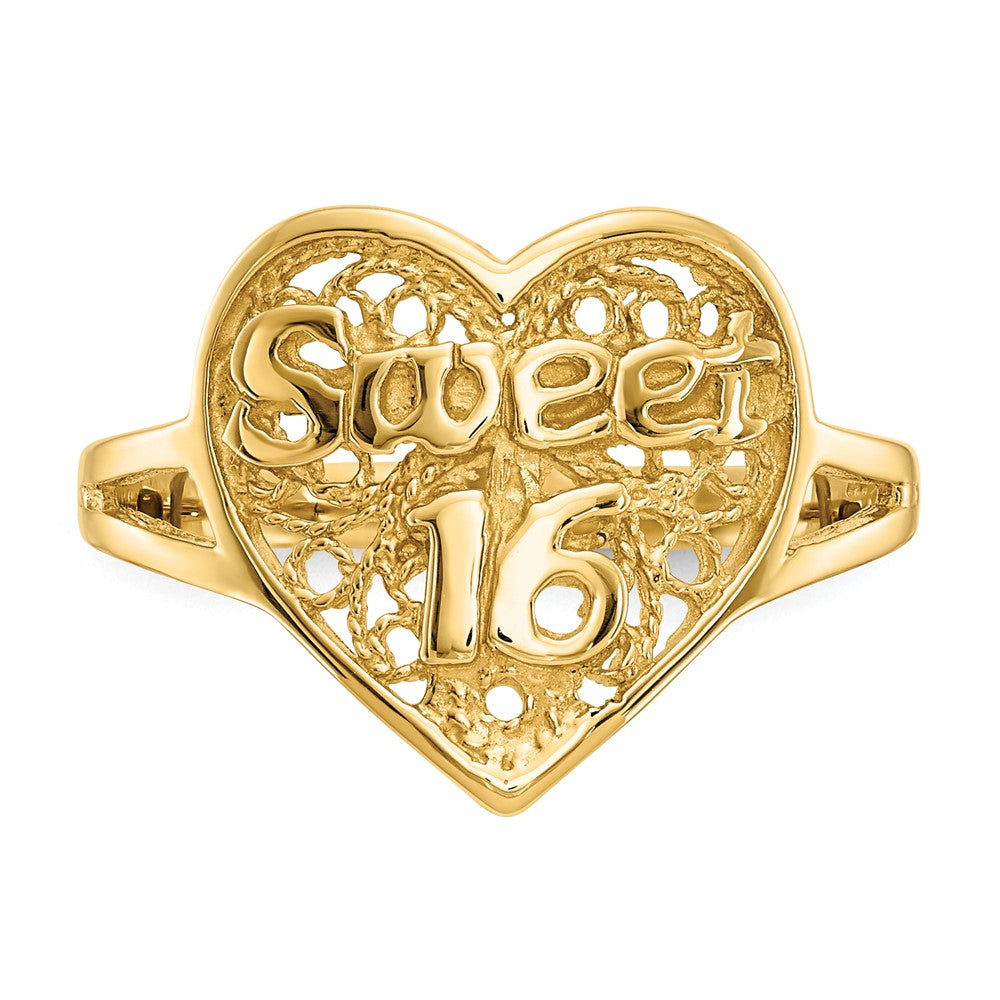 14k SWEET 16 Filigree Heart Ring