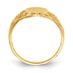 14k 7.5x8.5mm Oval Satin Open Back Filigree Signet Ring