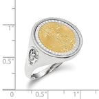 Wideband Distinguished Coin Jewelry 14k White Gold Men's Polished Textured and Diamond-cut with Masonic Sides Mounted 1/10oz American Eagle Coin Bezel Ring
