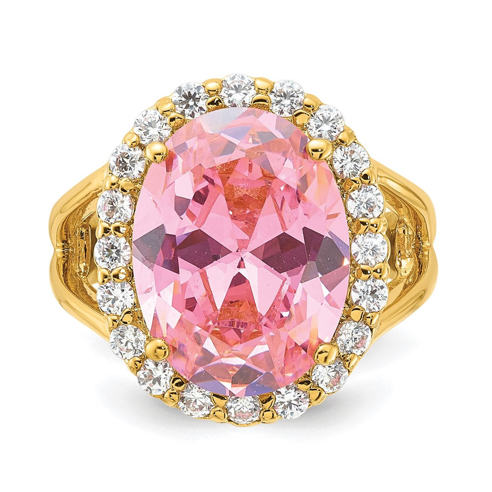 Kennedy Gold-tone Vermeil Simulated Kunzite & CZ Ring