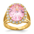 Kennedy Gold-tone Vermeil Simulated Kunzite & CZ Ring