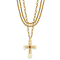 Kennedy Gold-plated Agate & Crystal w/3in ext Brazilian Cross Necklace